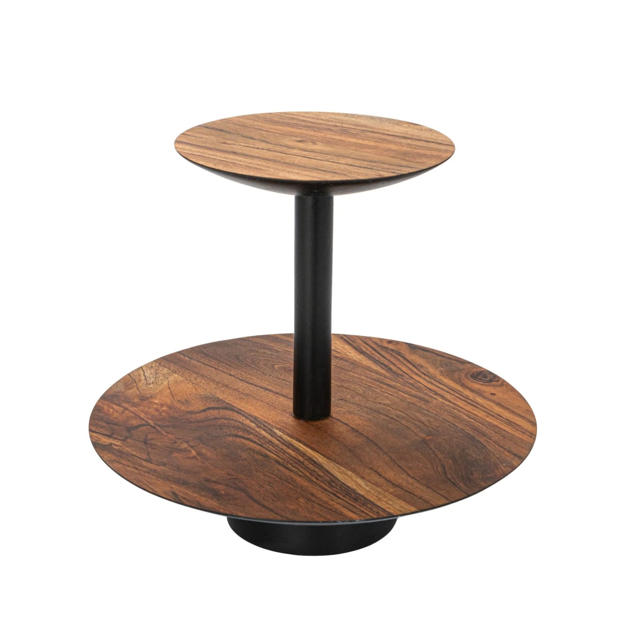 Hello Honey® 9" Round 2-Tier Acacia Wood & Metal Tray